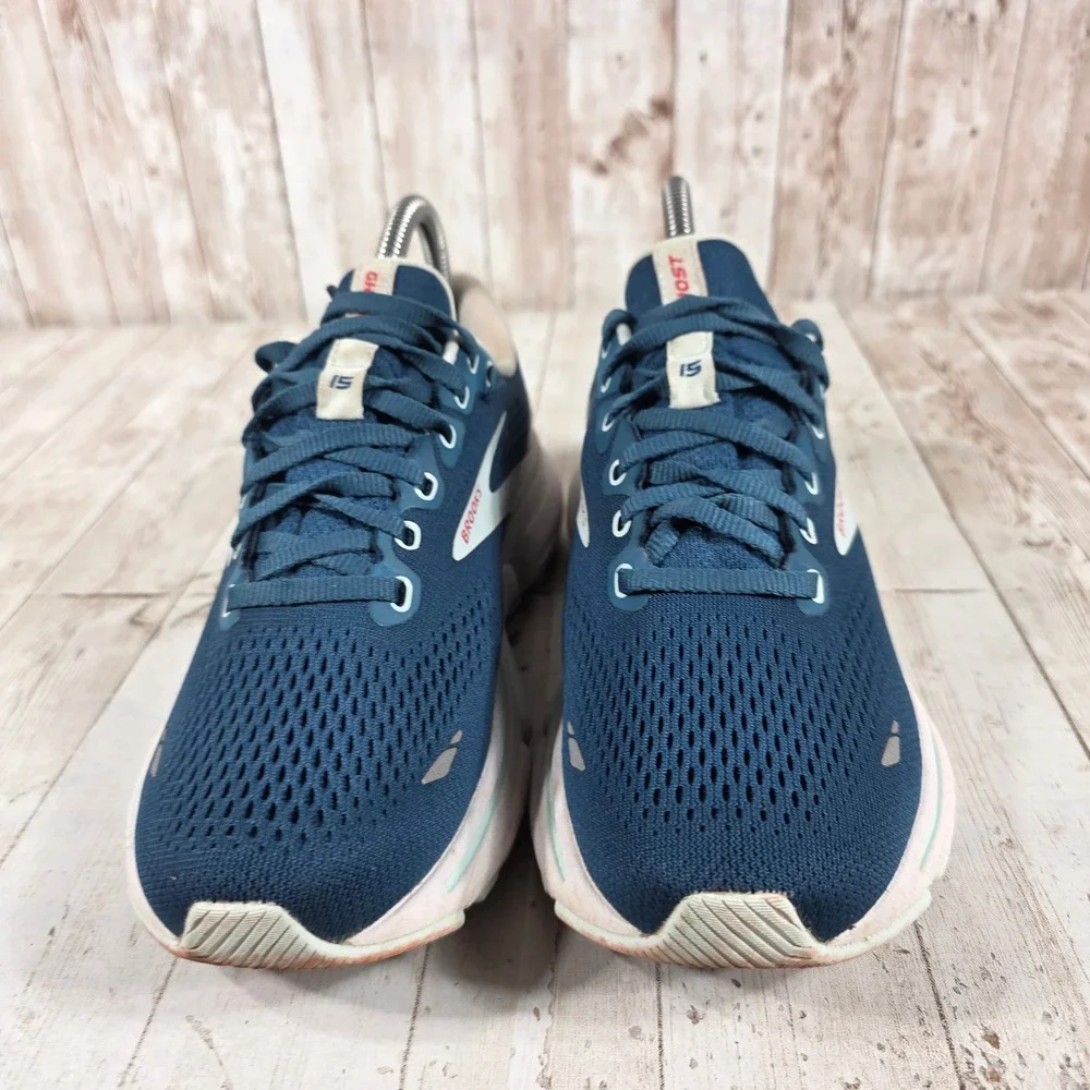 Brooks Ghost 15 Womens Running Shoes Navy Blue Red 1203801B497 Size 7 B Medium